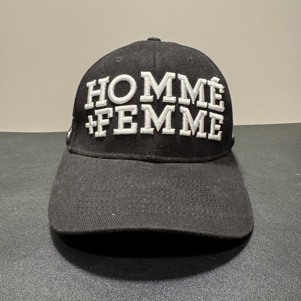 Homme + Femme Hat Cap Black Country Spellout Strap Back